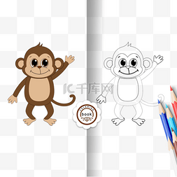 white字图片_monkey clipart black and white 儿童画线