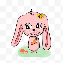 黄色的胡萝卜图片_可爱的拟人长耳朵兔子