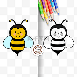 honeybee clipart black and white 站立小蜜