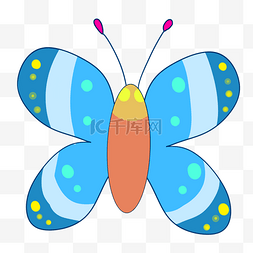 蓝色的蝴蝶风筝插画