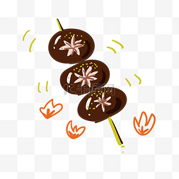 美味的菌类食物图片_卡通烤香菇装饰插画