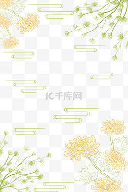 手绘植物菊花图片_手绘重阳节线描底纹