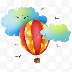 坐热气球图片_云朵里的热气球