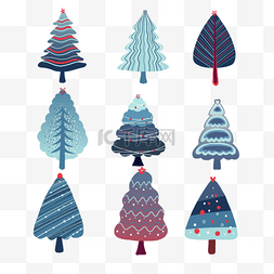 圣诞快乐小清新图片_蓝色组合渐变圣诞树