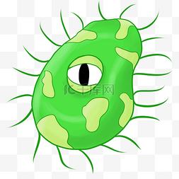 绿色卡通细菌创意插画