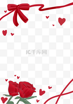 爱心玫瑰边框图片_红色情人节爱心背景