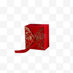 红色礼品袋图片_喜气的红色礼盒png素材
