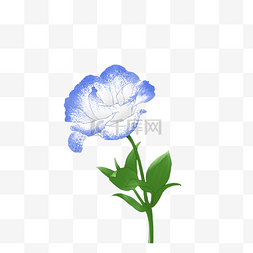 蓝色花朵花枝插画