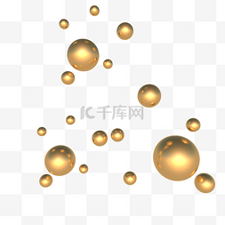 立体小球素材图片_金色小球装饰图立体电商