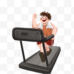 跑步健康运动图片_在跑步机上做运动的男人