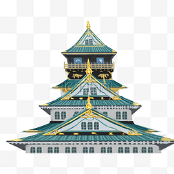 日本大阪建筑手绘插画