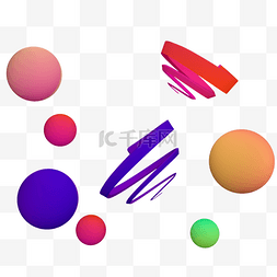 几何图形彩色图片_电商海报装饰球体立体