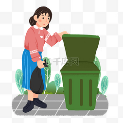 爱护环境女孩丢垃圾素材