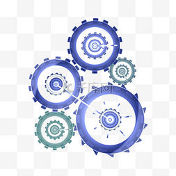 科技感机械零件图片_蓝色科技零件齿轮组合