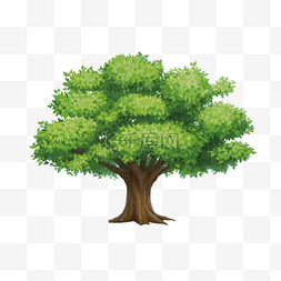 大树像素画图片_茂密的绿色大树