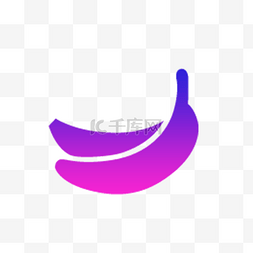 紫色扁平渐变美食娱乐APP图标香蕉