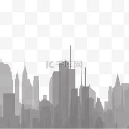 卡通灰色城市映像免扣图
