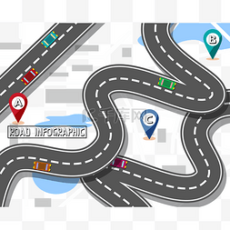 公路地图图片_扁平地图导航公路地标GPS