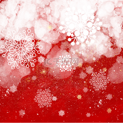 圣诞节梦幻背景图片_雪花红色的圣诞背景