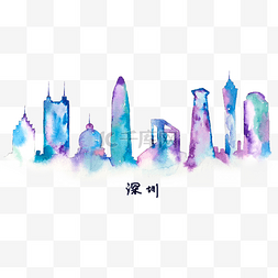 绘水彩城市插画