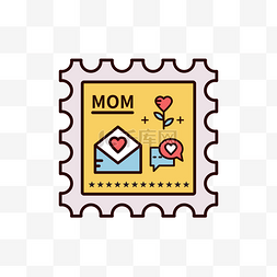 彩色母亲可爱扁平邮票