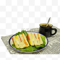 咖啡袁术图片_早餐美食三明治