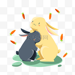 母子兔子图片_世界拥抱日拥抱小兔子