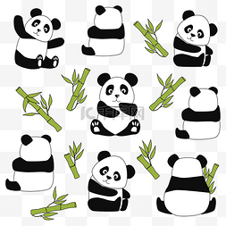 竹子熊猫图片_创意动物熊猫矢量图纹理