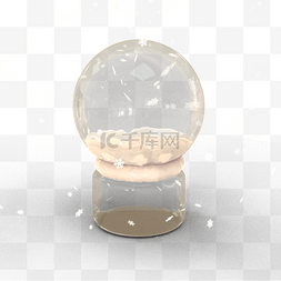 玻璃球光泽图片_3d透明的圣诞雪花玻璃球和玻璃