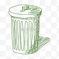 线条垃圾桶图片_绿色线条垃圾桶