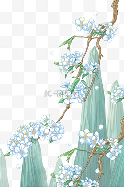山峰花朵图片_蓝白色花朵
