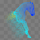 马奔跑科技动物智能魔幻数据光点线蓝色