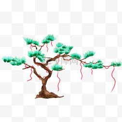 松树古典中国风红绳吉祥