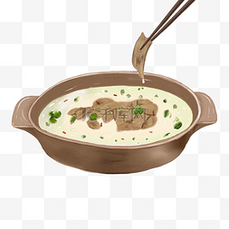 羊肉炖图片_水彩风切片羊肉汤炖汤