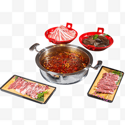 牛油香辣美食火锅各种食材五花肉