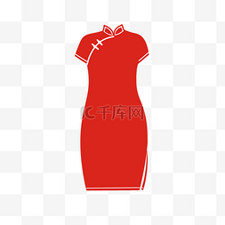 红色民族风手绘旗袍