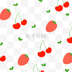 草莓樱桃底纹插画