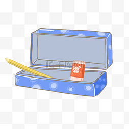 铅笔蓝色图片_蓝色笔盒 