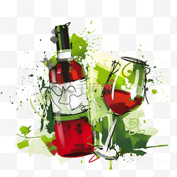 创意抽象瓶子图片_手绘线条酒水插图