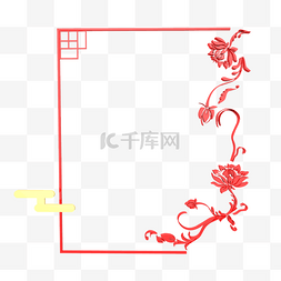 红色复古中国风图片_C4D红色复古中国风立体边框