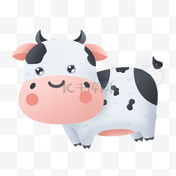 牛年步步高升图片_牛年清新可爱小牛奶牛卡通图案