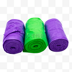 紫色绿色垃圾袋