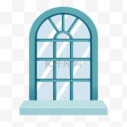 蓝色西式窗子