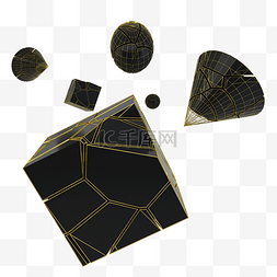 简约立体圆形图片_3d立体简约霸气黑金陨石几何圆形