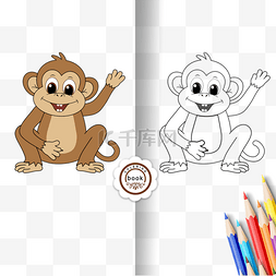 线稿铅笔png图片_monkey clipart black and white 小猴子儿