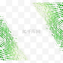 线条方块边框图片_绿色曲线几何波点抽象元素