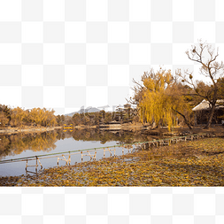 秋冬避暑山庄河边湖水自然风景