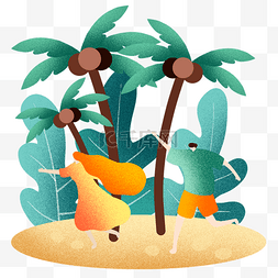 夏季椰树林插画