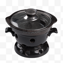 黑色砂锅图片_黑色带炉砂锅