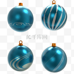条纹装饰球图片_创意蓝色圣诞装饰球